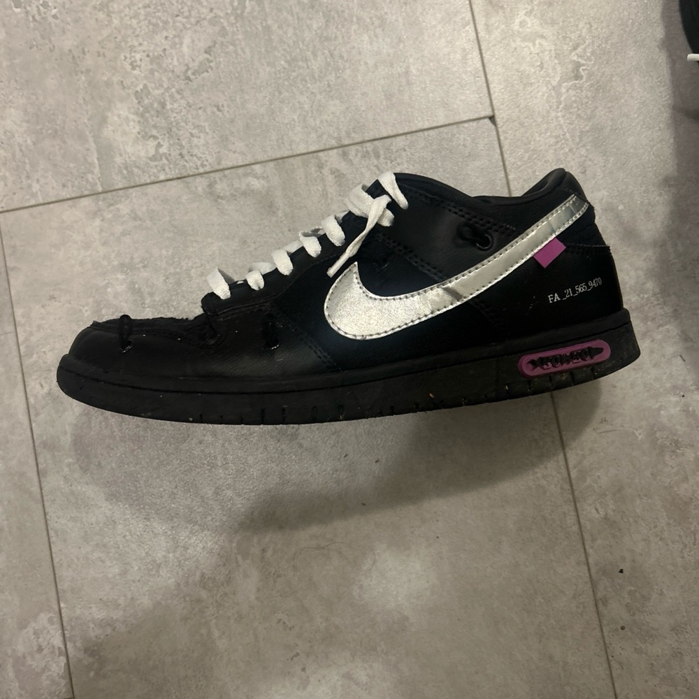 Nike Black and Silver Sneaker with Pink Accents